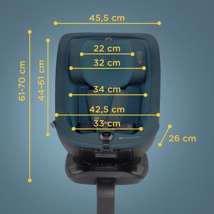 Silla de coche para bebé Kinderkraft I-GUARD PRO I-SIZE, 61–105 cm, giro de 360°, reclinable, H-GUARD, SPS, orientación hacia atrás/hacia adelante, negra