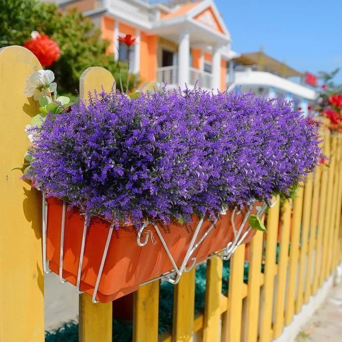 KENLUMO 24 flores artificiales de lavanda, decoración para exteriores, plantas artificiales, hogar, jardín, oficina, balcón.