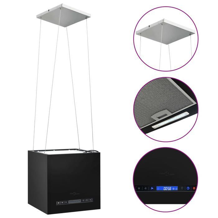 (Zwart) Keukenafzuigkap - SIGNOR - 37 cm hangende afzuigkap met touchscreen LCD, gepoedercoat staal 79322