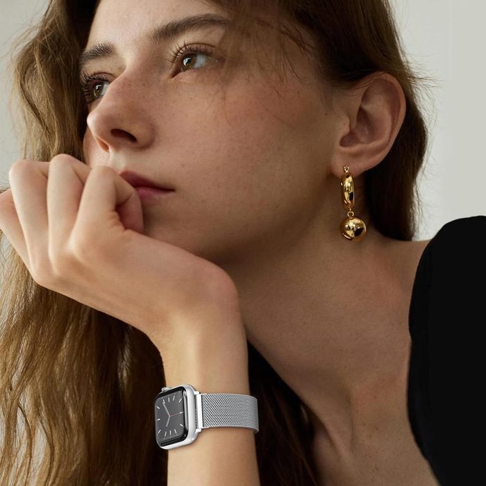 Metalen armband compatibel met Apple Watch Series 1 2 3 4 5 6 7 8 9 10 SE Ultra/Ultra2 (42 44 45 46 49 mm), roestvrijstalen band, 2 stuks