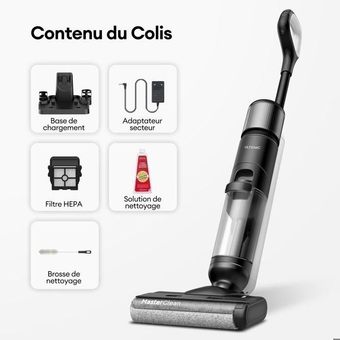 Aspirateur Balai Laveur- ULTENIC - AC1 Elite - capacité de 1.15L -Tout-en-Un – Nettoyage Humide & Sec 50 Min Autonomie- 25Kpa