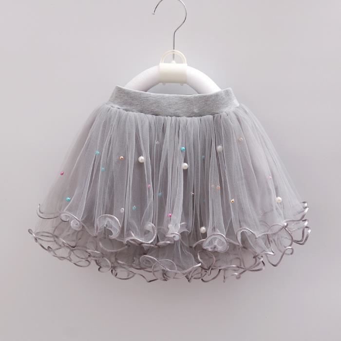 Falda tutú de punto para niñas con cuentas, ropa de baile de verano, gris.