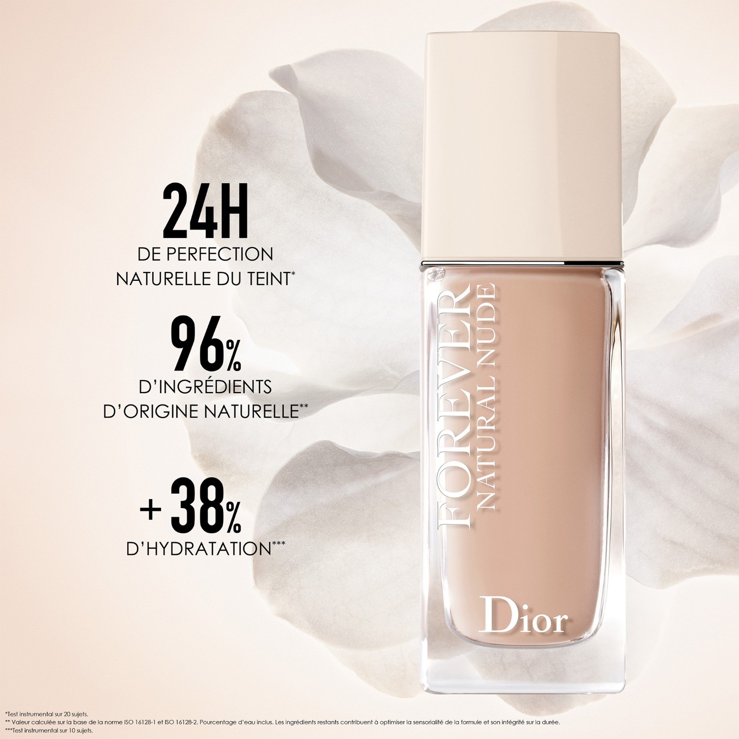 DIOR Natural Nude - Fond de teint longue tenue - 96 % d'ingrédients d'origine naturelle