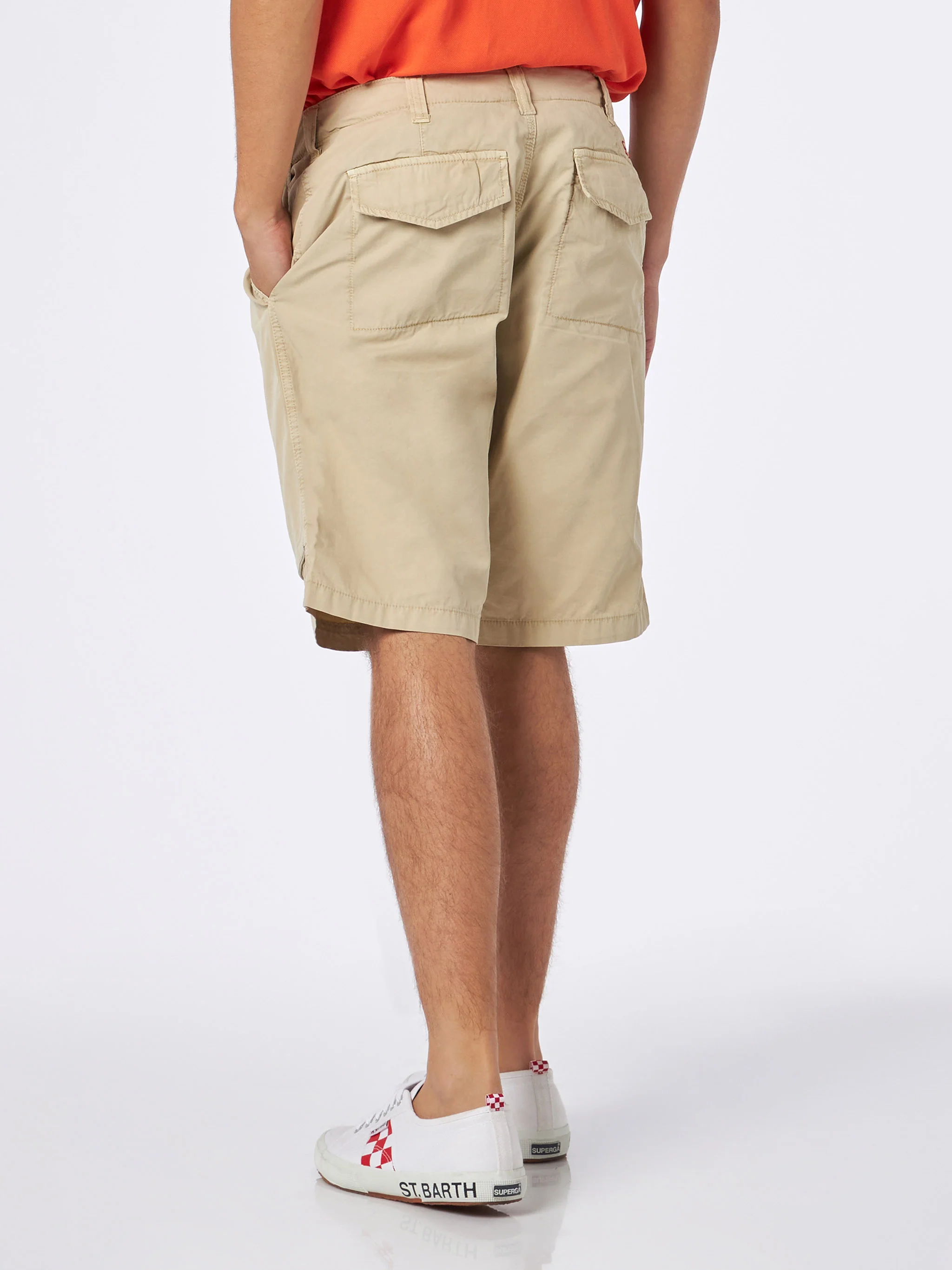 Beige herenshorts met zijzakken