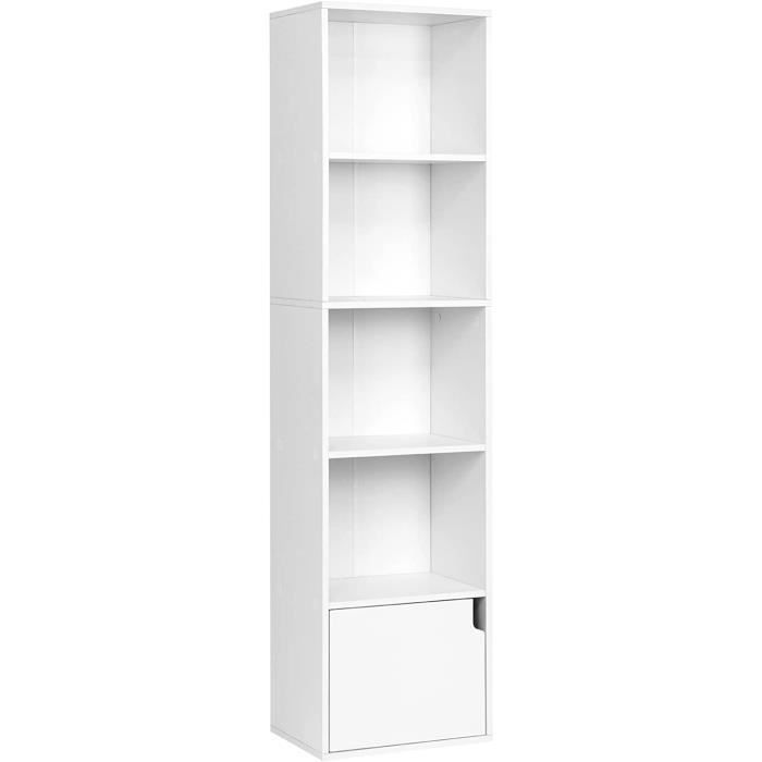 Boekenplank 34x24x132cm - Opbergrek met 5 planken - Wit