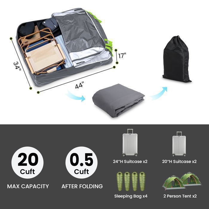 Sac de Toit Voiture - TOOLUCK, 580L/20 Pieds Cubes, Coffre De Toit de étanche pour Tous Les Véhicules avec/sans Galerie de Toit