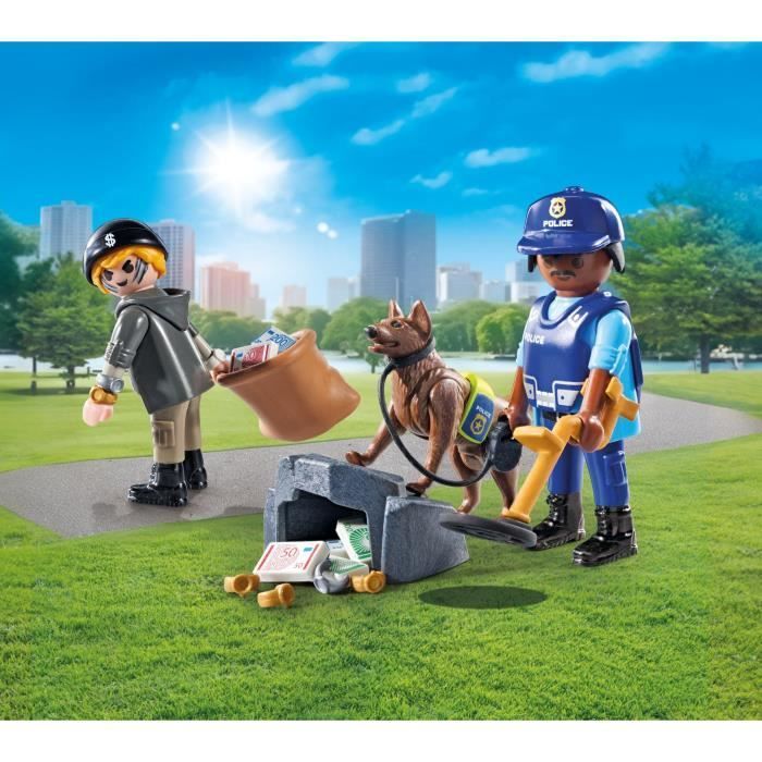 PLAYMOBIL 71731 Police Dog and Thief, Action Heroes, Police, 27 pieces, Ages 4+