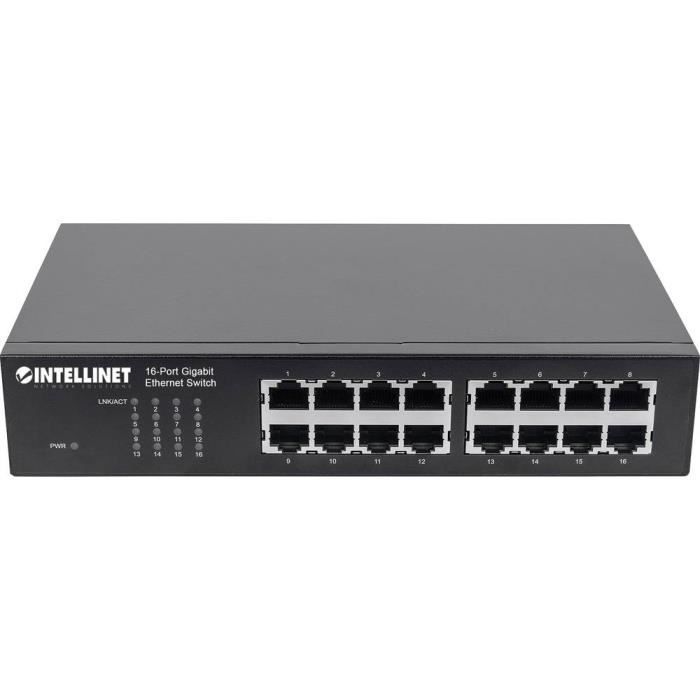 Switch de rede - INTELLINET - 561068 - 16 portas RJ45 - Gigabit Ethernet - Fonte de alimentação