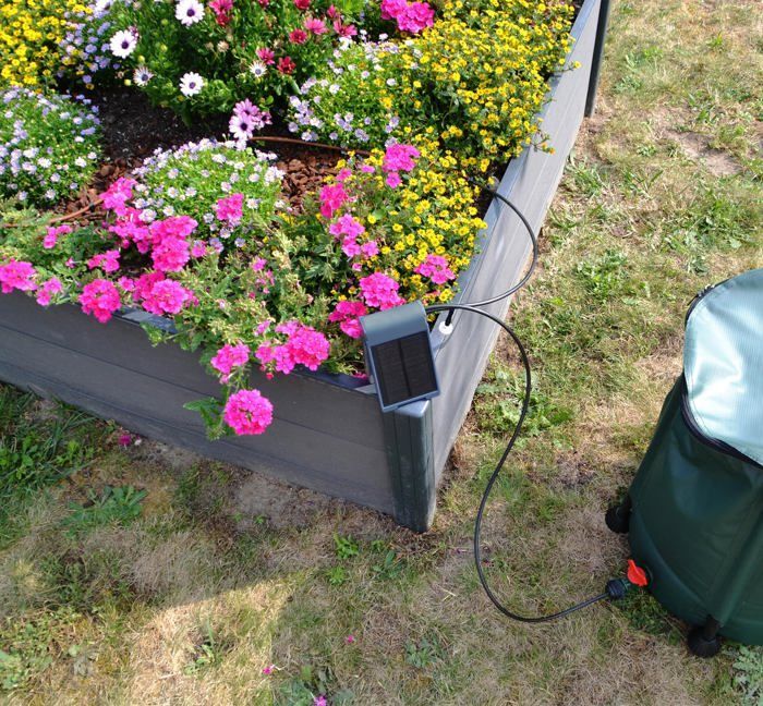 Kit de irrigação por gotejamento solar - Programável - Bomba solar - Sucção vertical de 2 m - Microtubo de 5 m Ø 6 mm