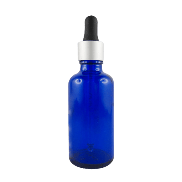 Flacon DIN18 compte-goutte en verre bleu 50ml
