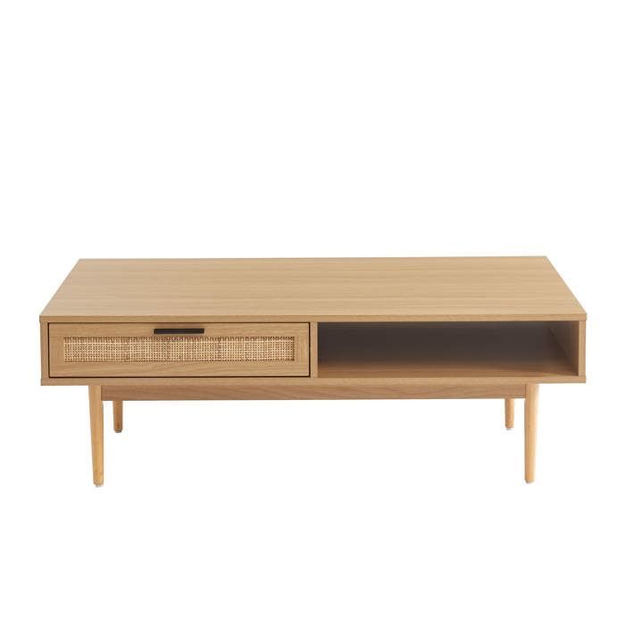 AMANA Couchtisch in Eichenoptik mit Rattan-Geflecht, 115 cm - Holz