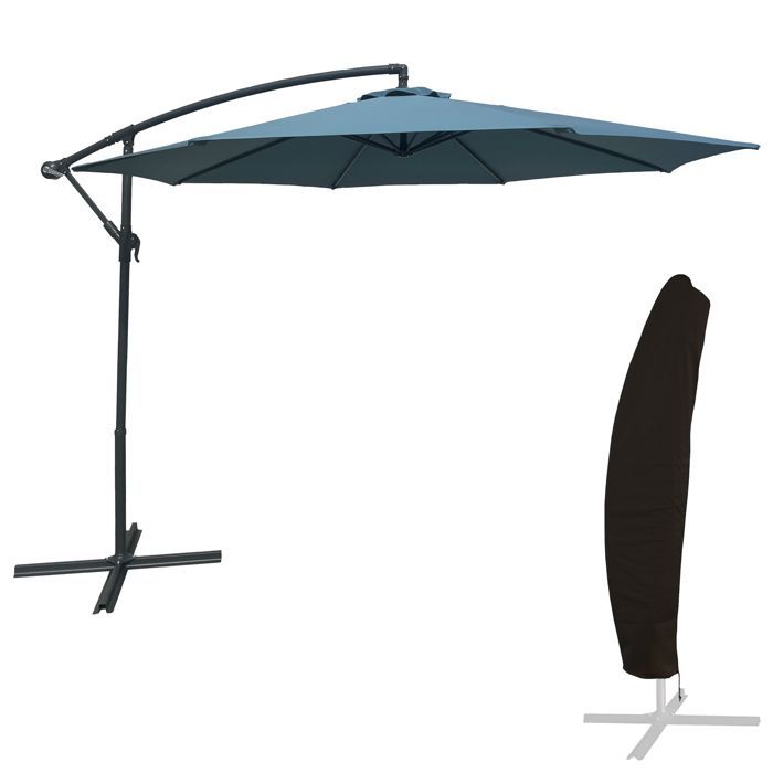 OAHU round cantilever parasol, 3m diameter, blue grey + cover