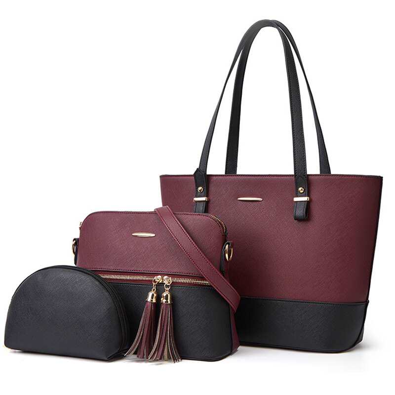 Set di 3 borse a mano in pelle PU, classiche ed eleganti, con manico superiore, ideali per lavoro e ufficio. Borsa a tracolla da donna di alta qualità.