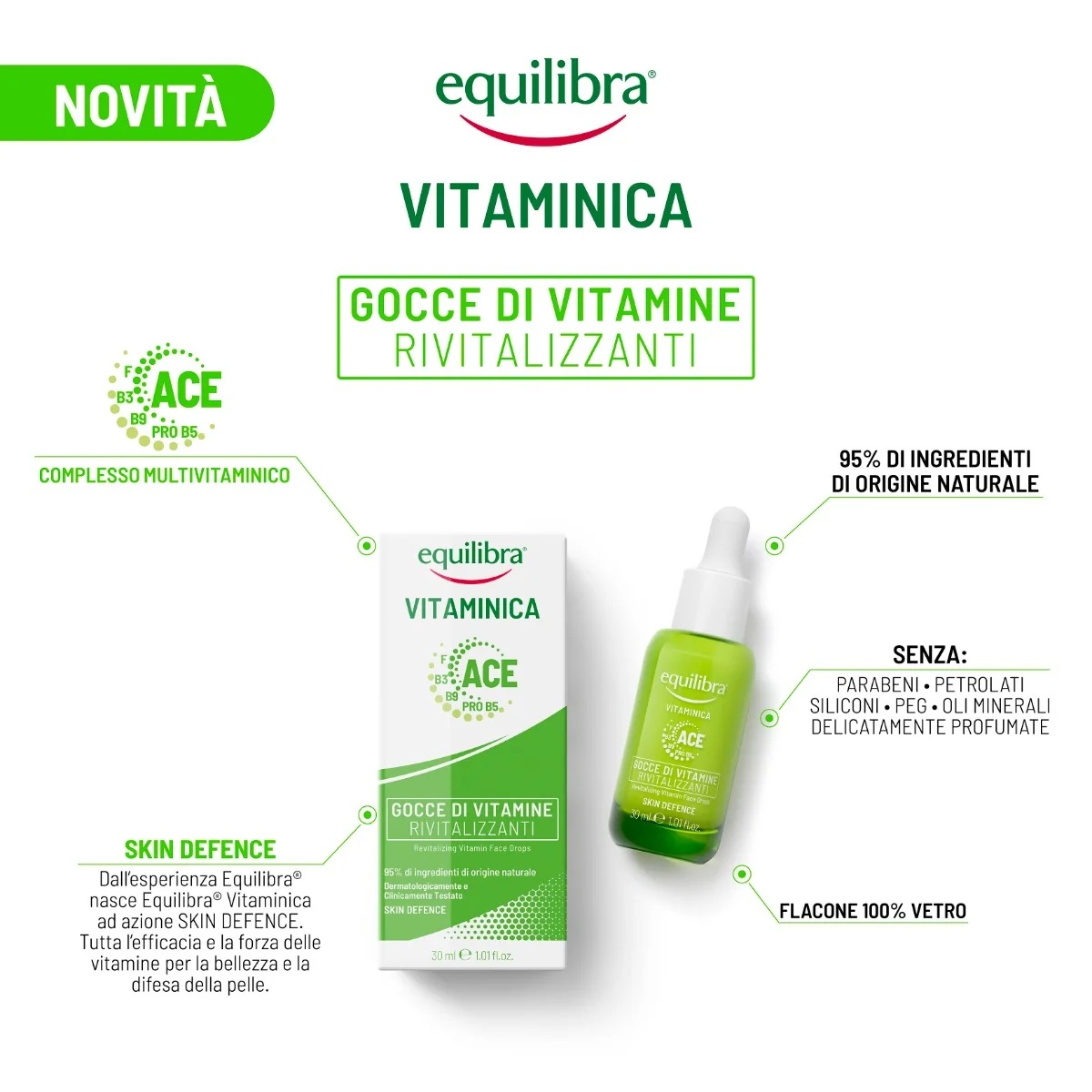 EQUILIBRA Equilibra Vitaminic Face Revitalising Vitamin Drops 30ml Αναζωογονητικός ορός προσώπου