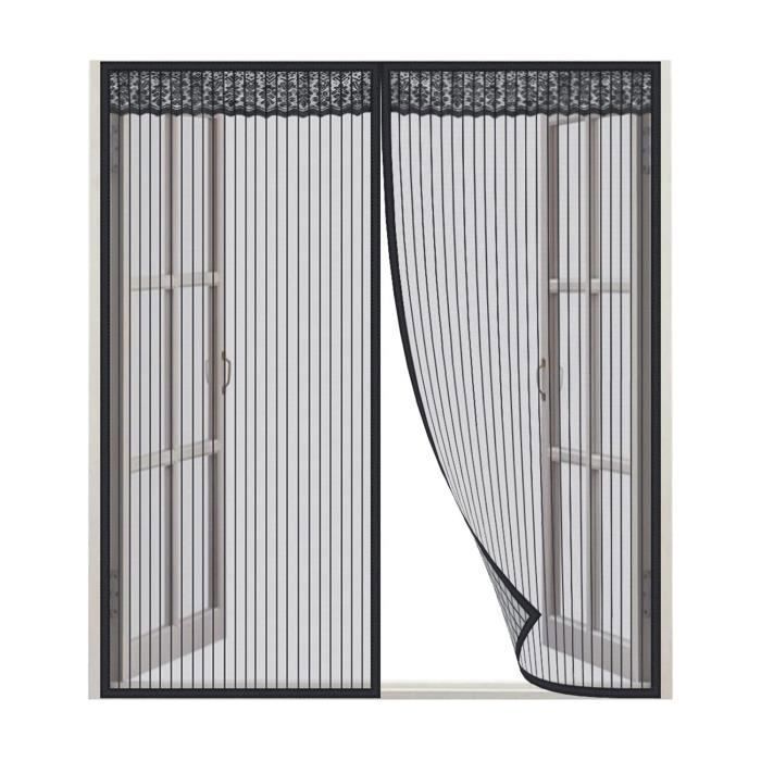 Mosquitera magnética para ventana de 130x150 cm, cortina magnética para puerta/ventana con cierre automático y desmontable, adhesivo incluido, color negro.