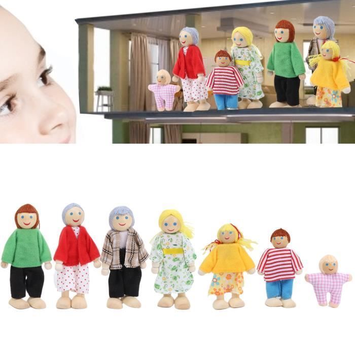 Miniature Family Doll Figurines, Pin-Shaped People Toys, Ornament, Educational Dollhouse Accessory, DQ FRANCE
