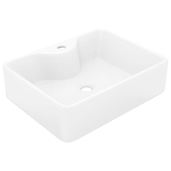 vidaXL Square Washbasin with Tap Hole, White Ceramic Bathroom Toilet Sink 141936