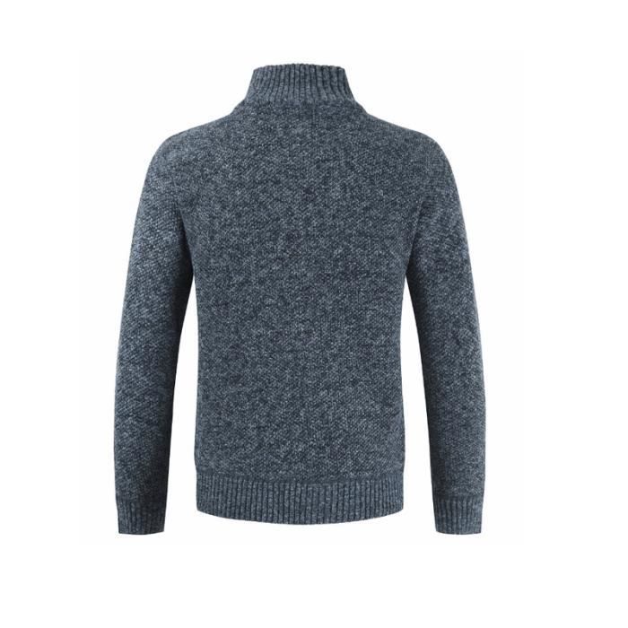 Jersey de invierno para hombre - LEOCLOTHO - Cárdigan con cuello XL - Cuello alto - Corte ajustado - Cierre de cremallera