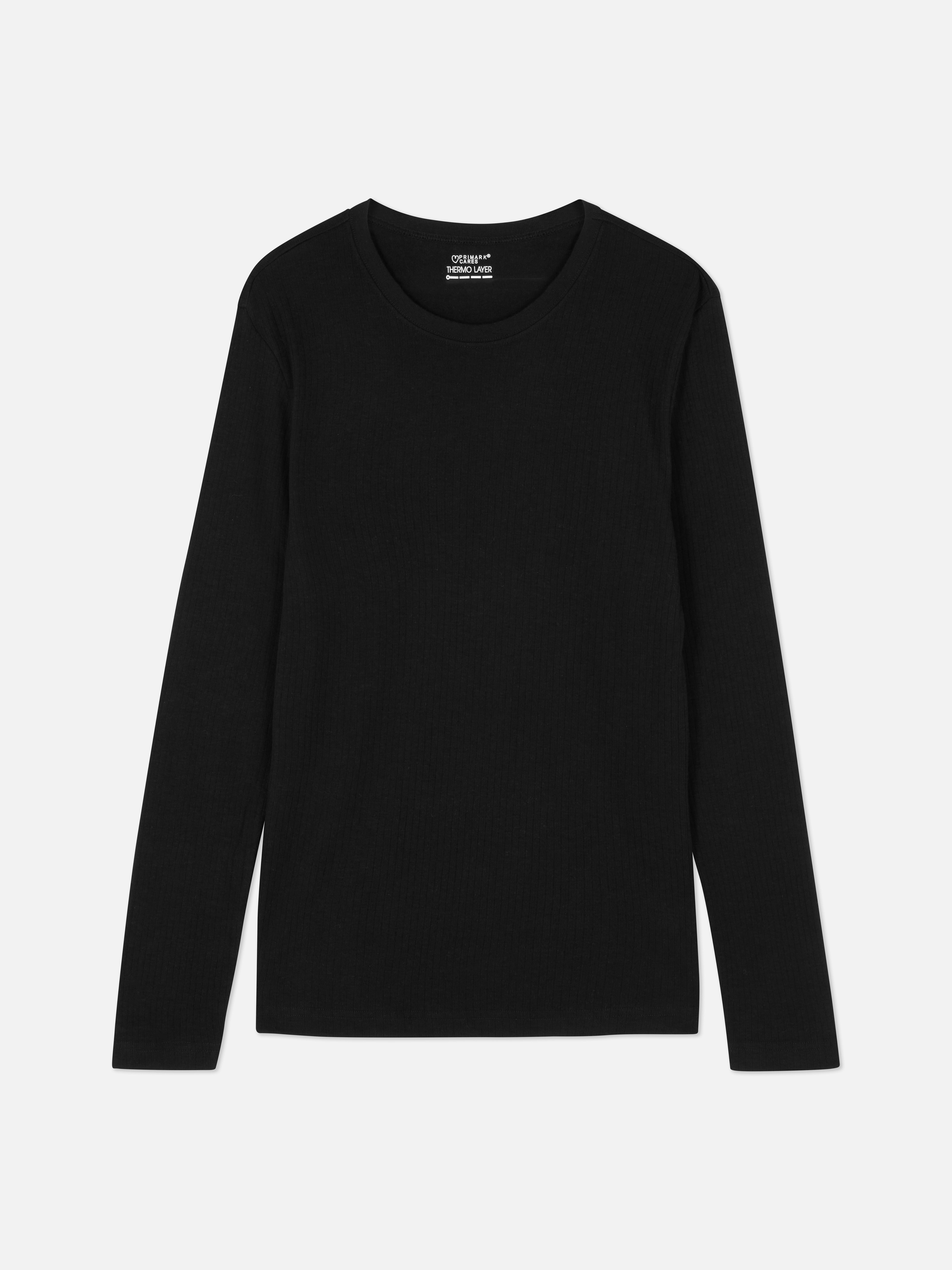Gebürstetes, langärmeliges Thermoshirt mit Rundhalsausschnitt, langen Ärmeln und angerauter Oberfläche