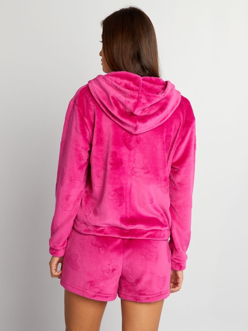 Bluza polarowa Homewear z zamkiem błyskawicznym - RÓŻOWA