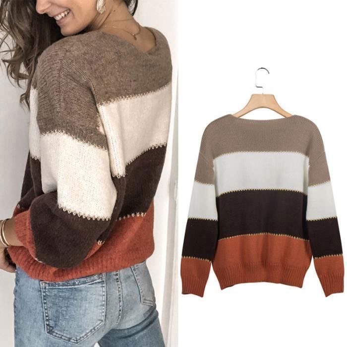 Jersey de mujer - Cuello redondo - Manga larga - Marrón