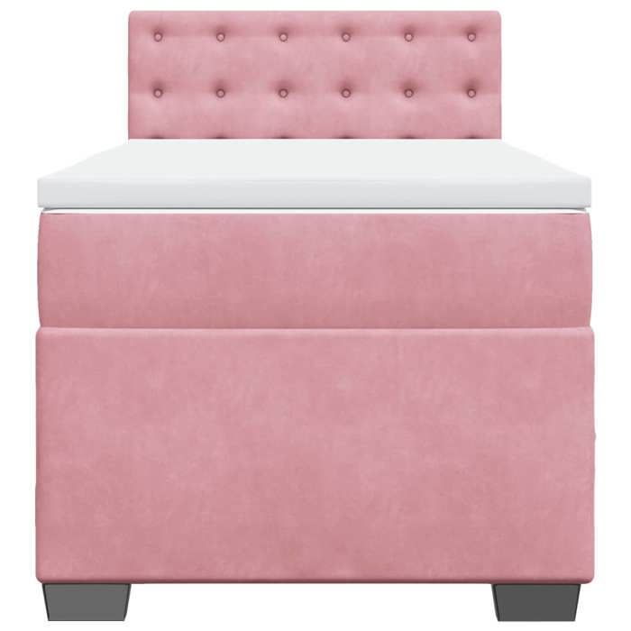 Struttura letto con materasso - Maison Exclusive - 90x200 cm - Velluto rosa - Massimo relax