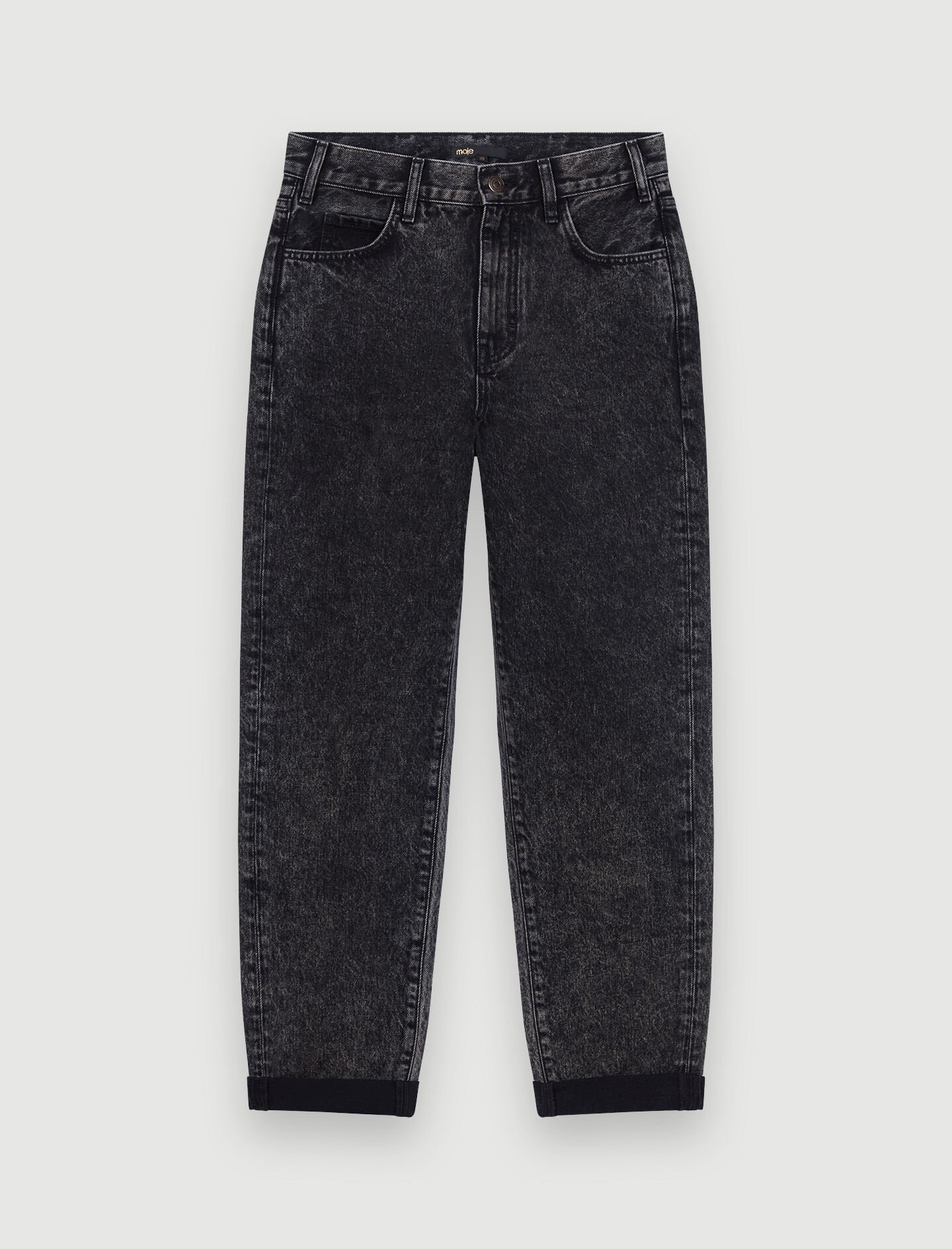 Gescheurde mom jeans met middelhoge taille - Zwart