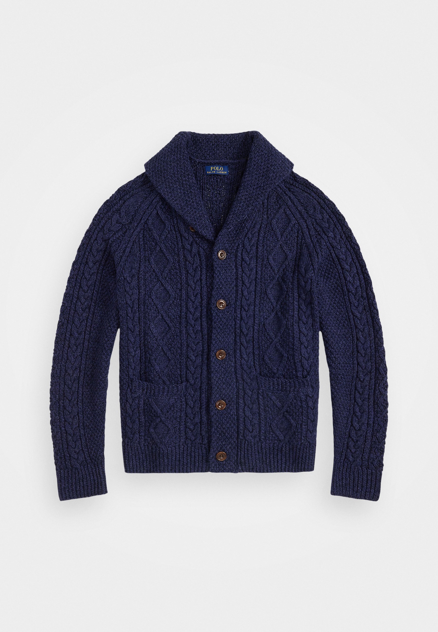Polo Ralph Lauren ARAN-gebreid katoenen vest met sjaalkraag - Vest - marineblauw