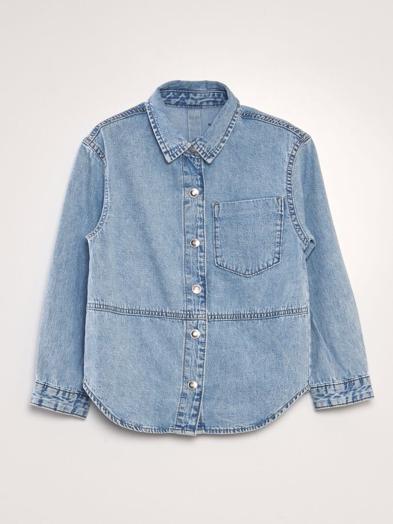 Camisa jeans desbotada - AZUL