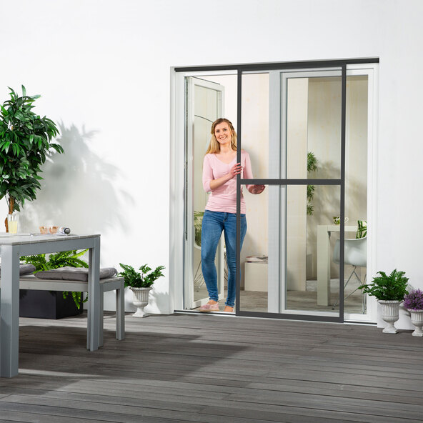 Plasă anti-insecte cu ușă glisantă din aluminiu Comfort 120 x 240 cm, antracit