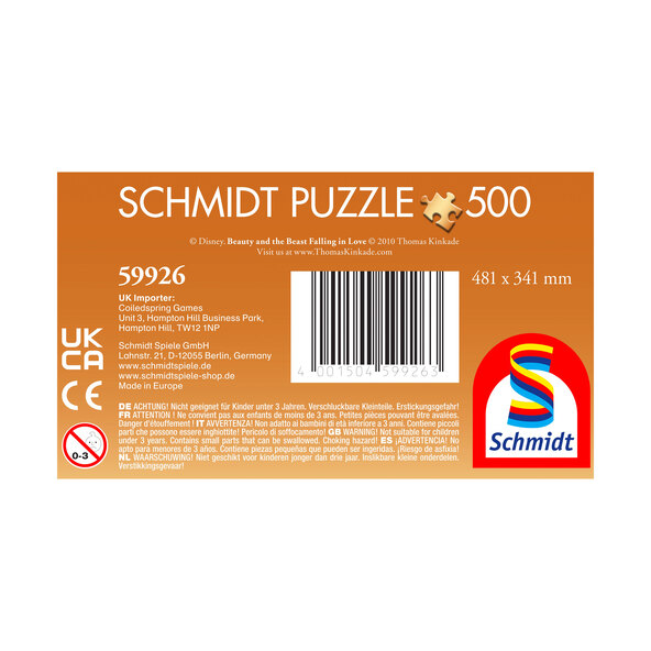 Puzzle T. Kinkade, 500 Teile, in Metalldose, Disney, Die Schöne und das Biest