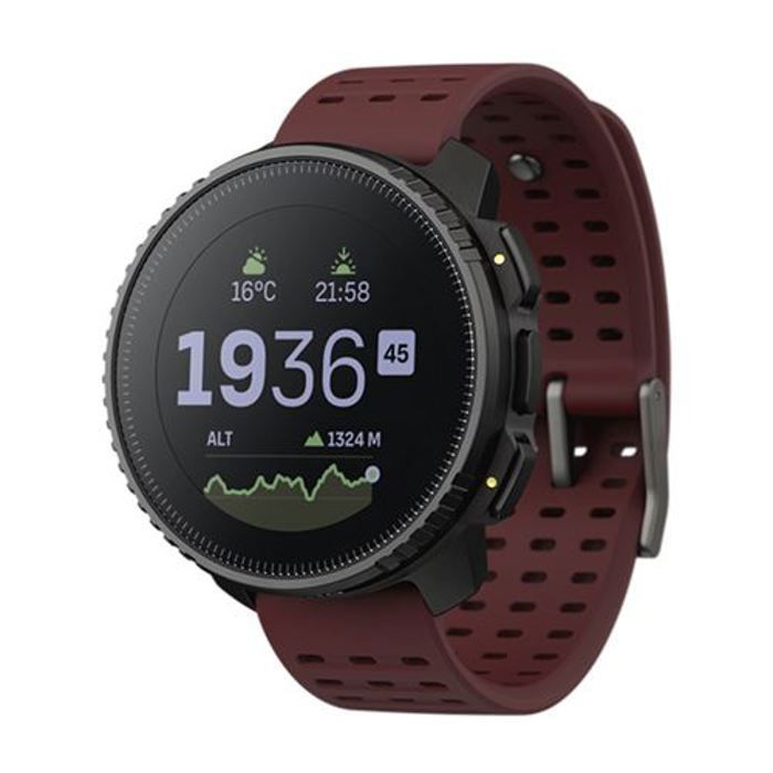 Smartwatch sportivo Suunto Vertical Black Ruby con GPS, altimetro e diametro schermo di 49 mm.