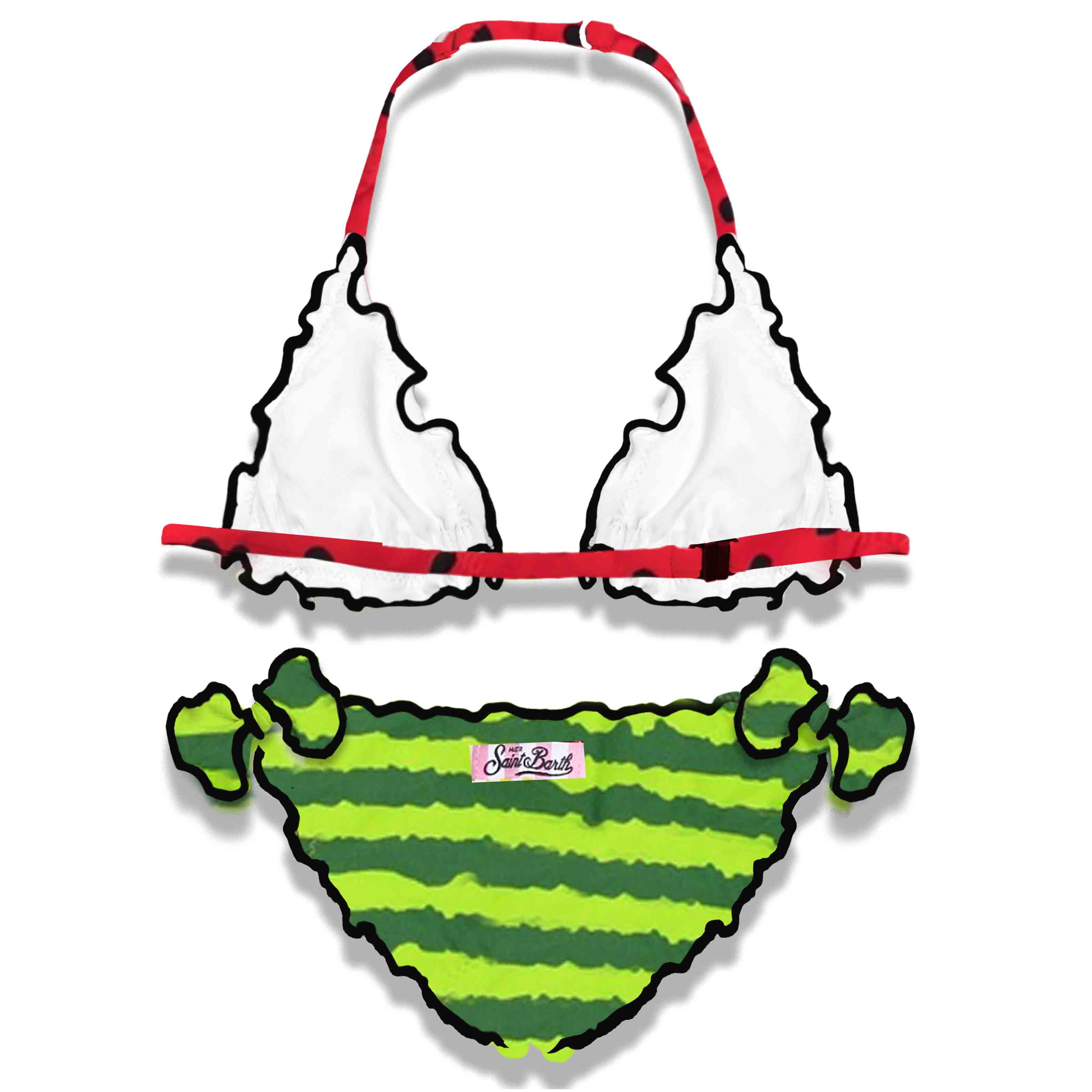 Triangelbikini voor meisjes met watermeloenprint