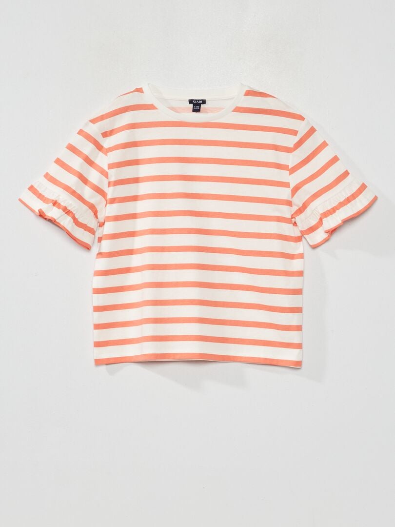 Camiseta con mangas con volantes - ROSA