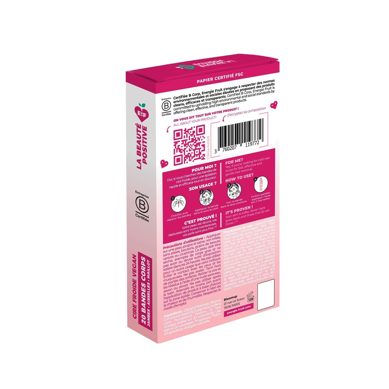 Energie Fruit cire froide vegan