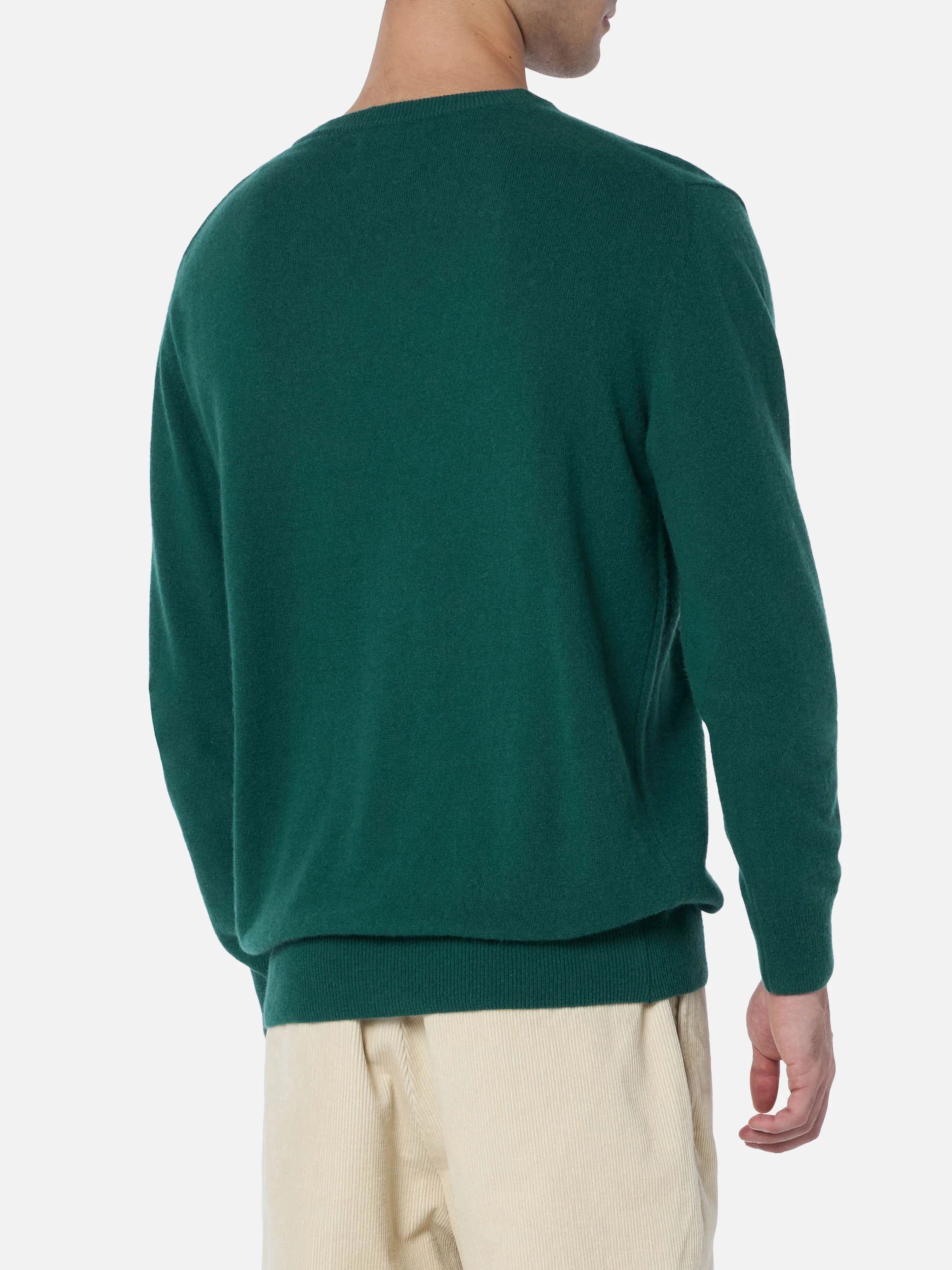 Heron Men's Green Crew-Neck Sweater | 'It's Wine O'Clock' Embroidery | Ribbed Collar, Cuffs, and Hem, Logo Embroidery, Regular Fit | MC2 Saint Barth