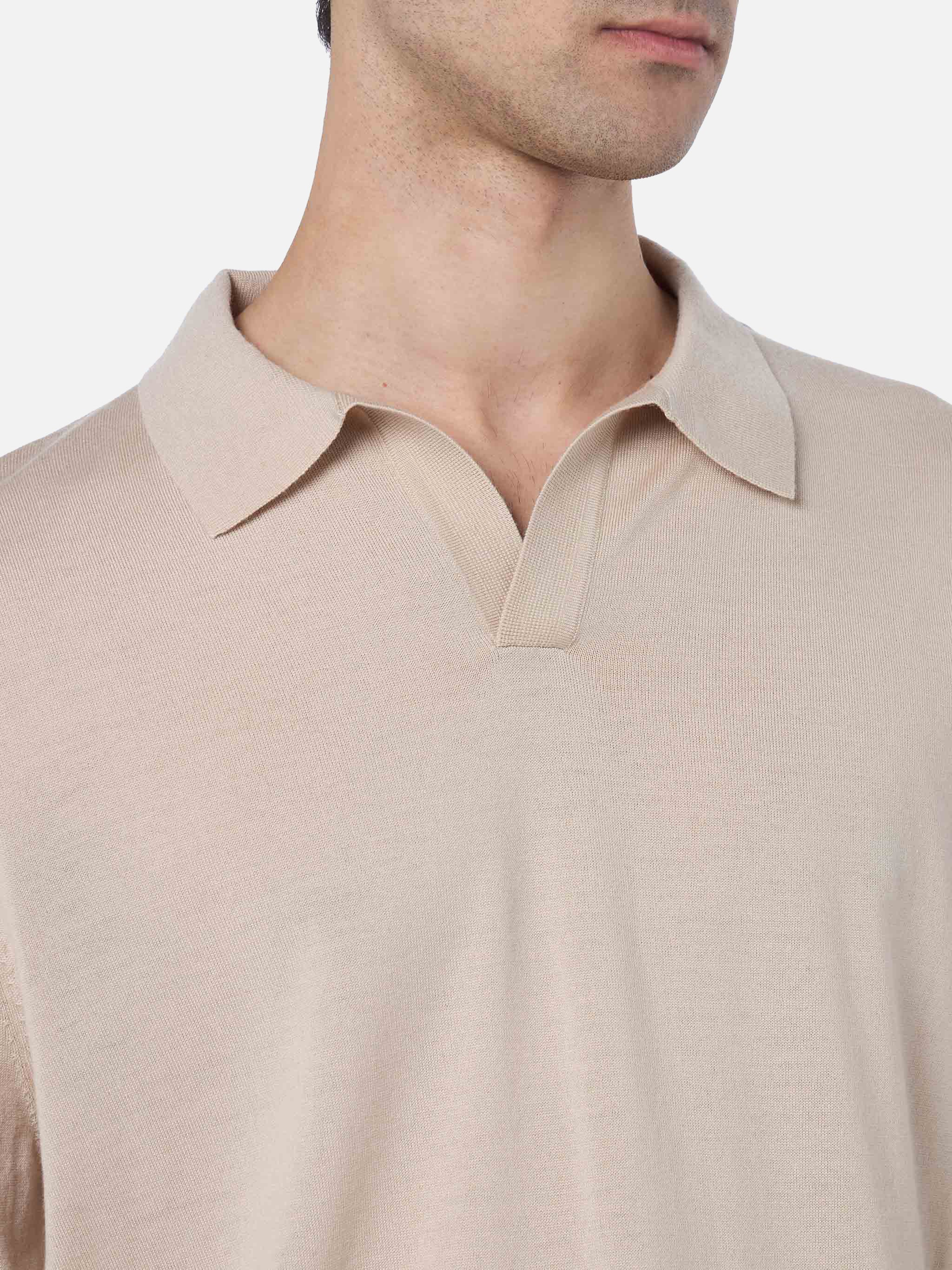 Polo de lana merino beige para hombre de Covent