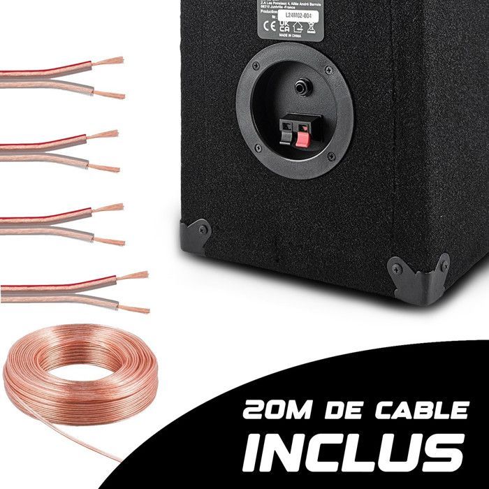 1200W total lydsystempakke - 4 BM SONIC BMS 300W passive høyttalere (svarte) - Høyttalerkabler - Fest - Bursdag - Bryllup - DJ
