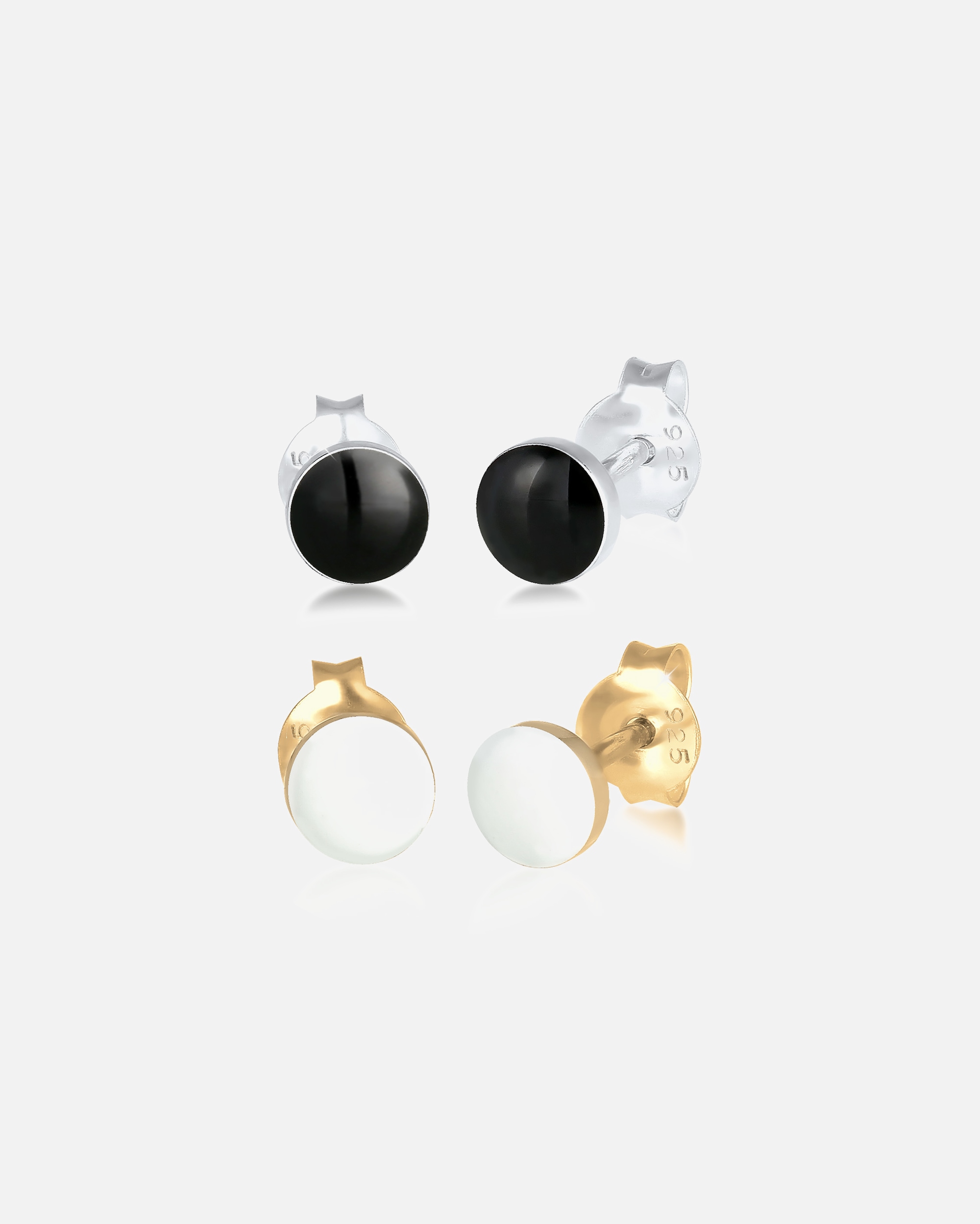 Elli Set Clous d'Oreille Collier avec Émail Femme - (925/1000) Argent Plaqué Or