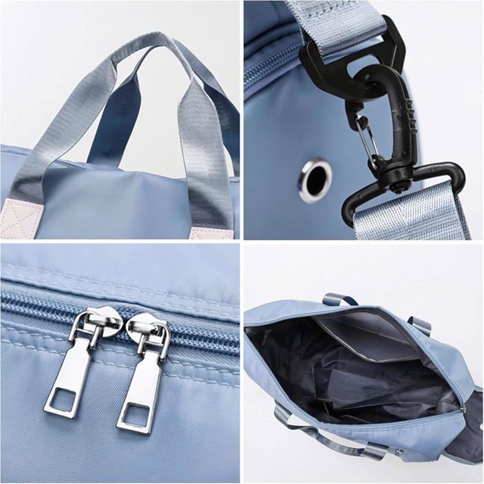 Large capacity sports bag with shoe compartment, wet pocket and trolley sleeve for women and men
