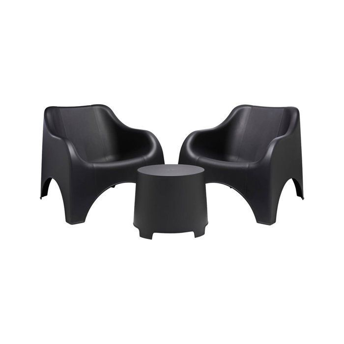 Conjunto de muebles de jardín Cormons Dmora, en plástico gris antracita.