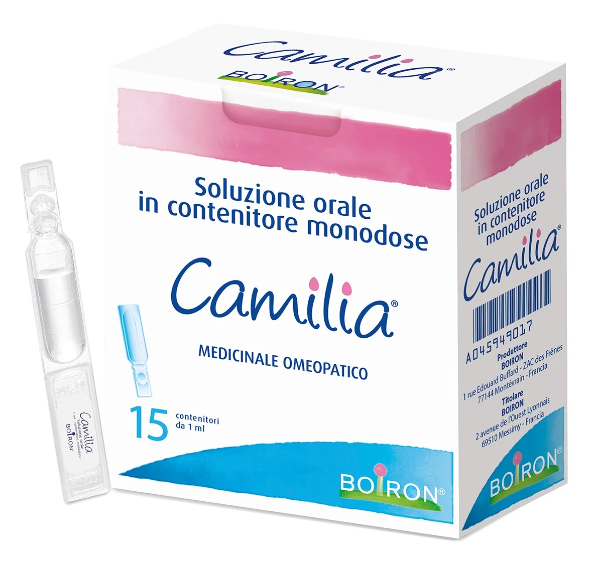 BOIRON Camilia homeopathische oplossing voor oraal gebruik in eenmalig gebruik, 15 ampullen