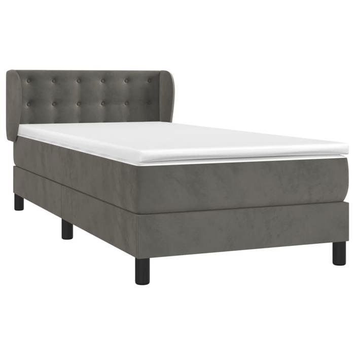 Rete a doghe e materasso - Maison Exclusive - Velluto grigio scuro - 90x200 cm - Massimo relax