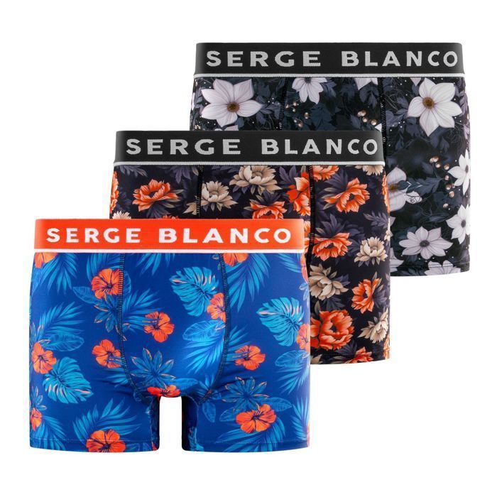 Cuecas Boxer Masculinas Serge Blanco - Azuis (Pacote com 3)