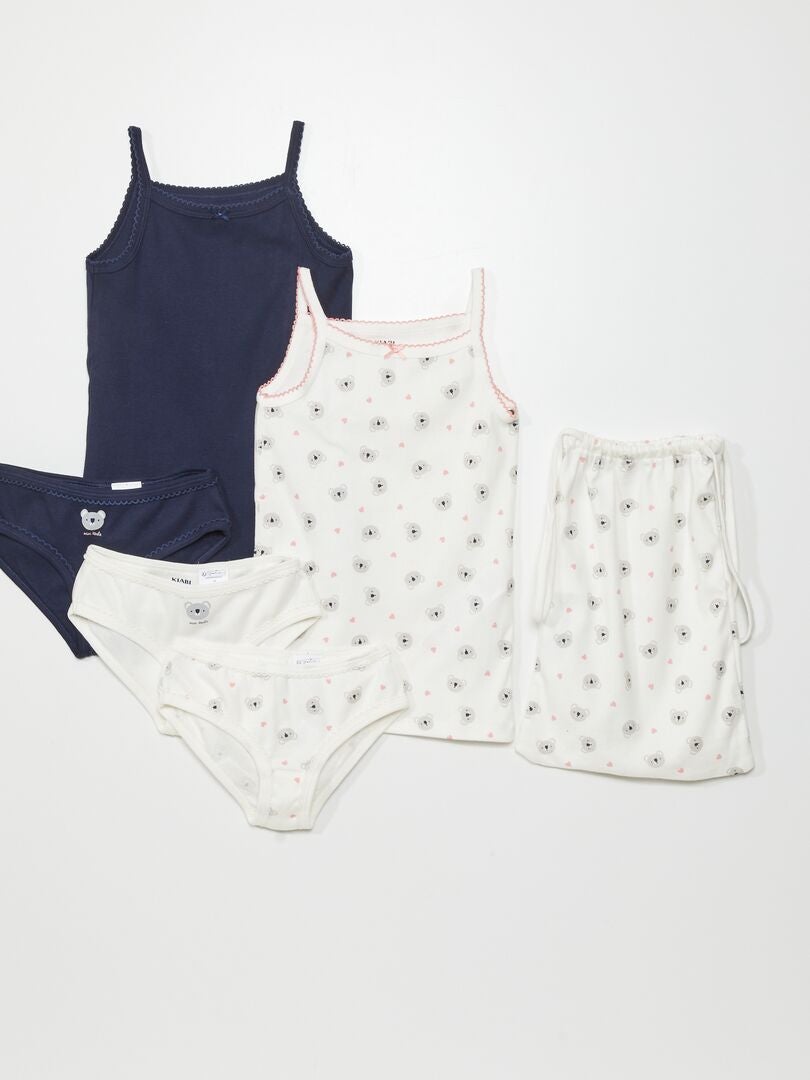 Conjunto de 2 camisetas sin mangas + 3 calzoncillos - 5 piezas - BLANCO
