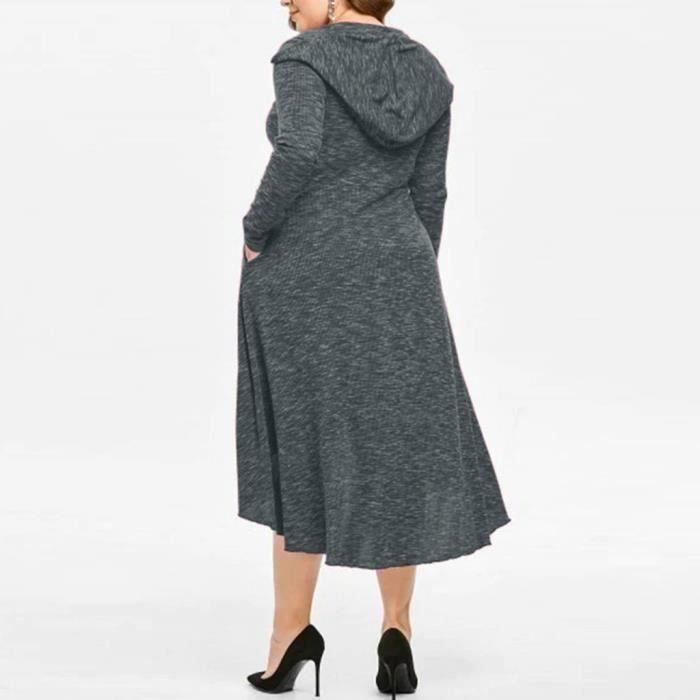 Sudadera para mujer - FUNMOON - Cierre de cremallera - Tallas grandes - Bolsillos - Manga larga