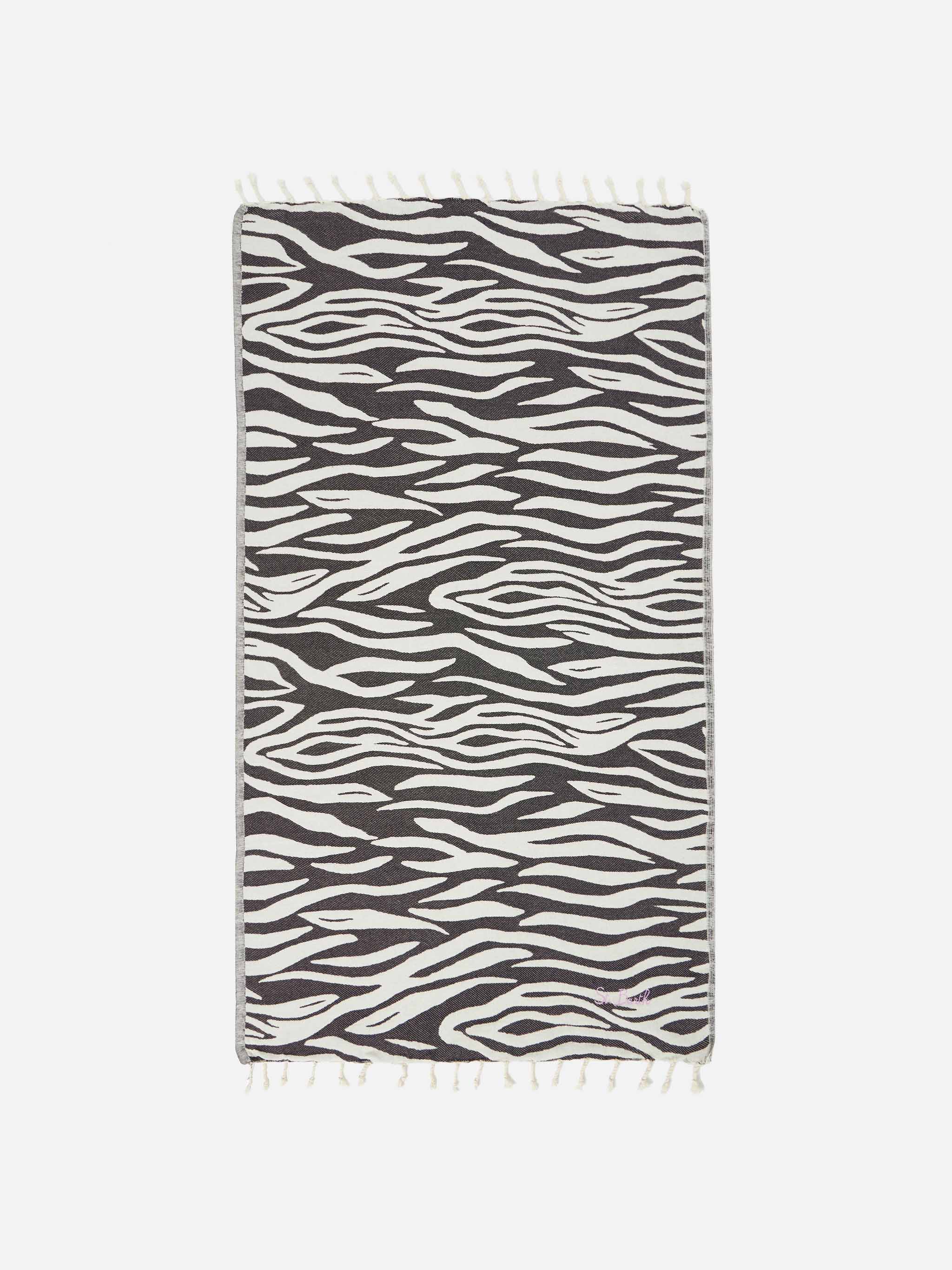 Foutas strandhanddoek van katoen met zebrajacquard.