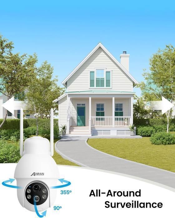 ANRAN Q03 Telecamera di sorveglianza wireless per esterni 2K HD 3MP, alimentata a energia solare e a batteria, con rilevamento del movimento tramite IA, compatibile con Alexa, colore bianco