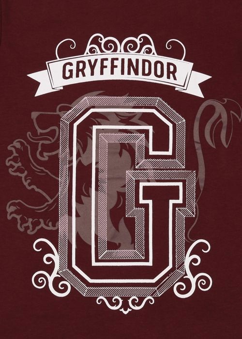 Harry Potter Gryffindor tweedelige pyjama met lange mouwen voor jongens, bordeauxrood, maat 9-10