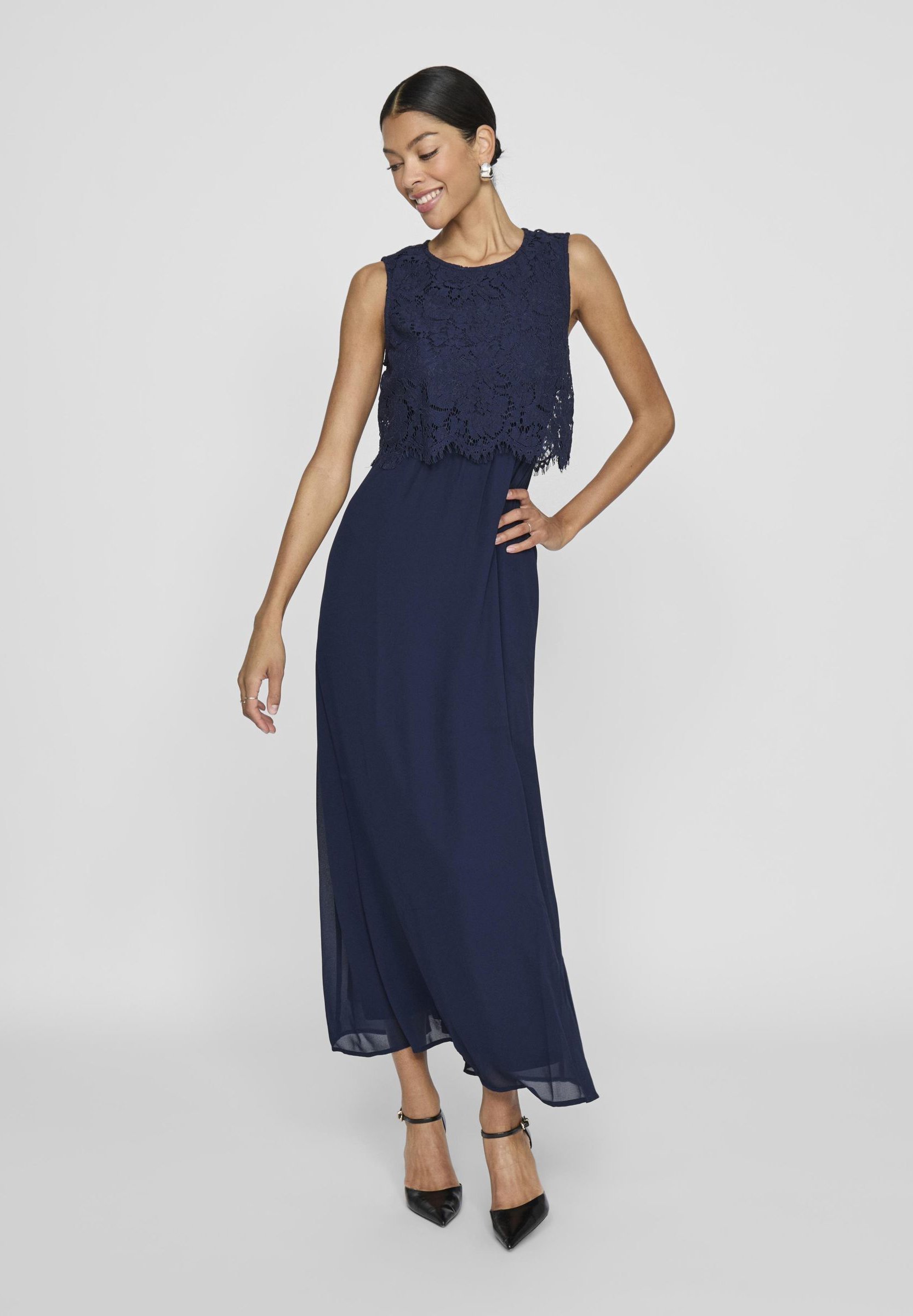VILA VIMILINA DRESS - Abito lungo - blazer blu navy